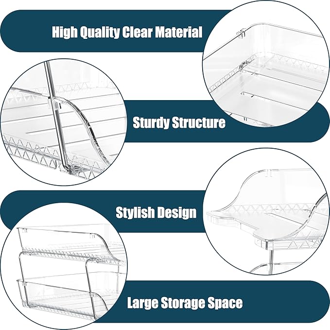 Simple Houseware 2-Tier Clear Stackable Letter Tray Organizer – Desktop File Holder for A4/Letter Size Paper, Document Sorter, Office Desk Paper Organizer, Transparent File Storage-DeskLoop Office