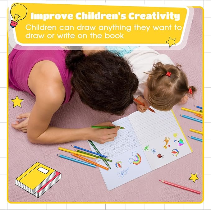 Henoyso 12 Pcs 120 Pages Primary Composition Notebooks K-2 9 3/4 x 7 1/2 Inch Journals Primary Journals Blank Books for Kids to Write Stories Kindergarten (Light Color)-DeskLoop Office