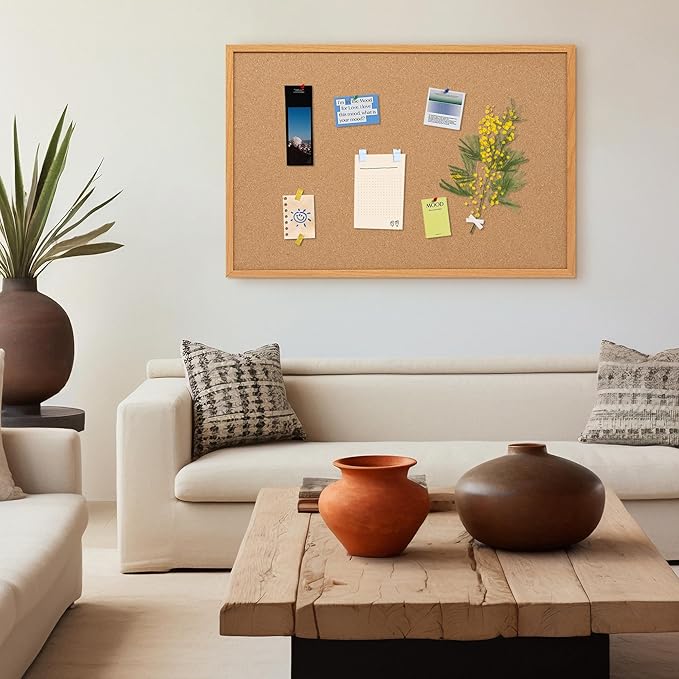 Board2by 2 Pack Cork Board Bulletin Board 30" x 42", Oak Framed 4x3 Corkboard, Office Board for Wall Decor, Large Wall Mounted Notice Pin Board with 30 Push Pins for School, Home & Office-DeskLoop Office