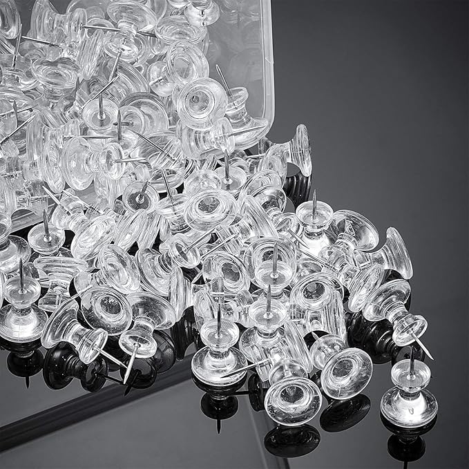 Outus 100 Pcs Giant Push Pins Large Thumb Tacks Plastic Heads 1 Inch Jumbo Push Pins for Cork Board Map Posters Office School(Clear)-DeskLoop Office