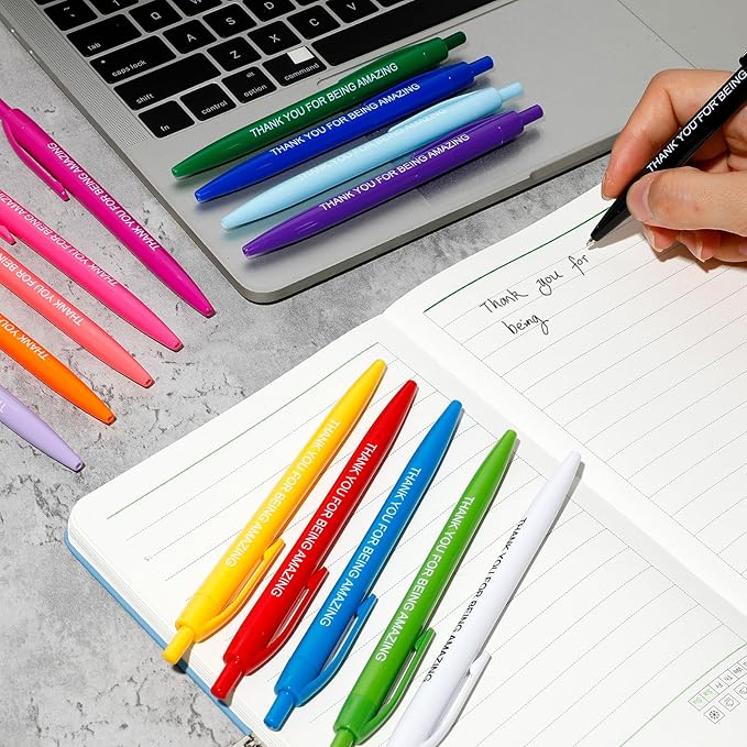 90 Pcs Ballpoint Appreciation Pen Inspirational Quotes Black Gel Ink Pens Bulk for Coworkers Employee Retractable Rolling Ballpoint Pens for Party Favors Thank You Gifts Supplies (Thank You)-DeskLoop Office