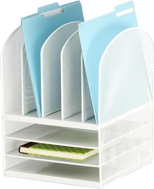 Safco Onyx Mesh 5 Sorter, 3 Tray Desktop Organizer – Steel Mesh Construction – Durable Powder Coated Finish – Ideal for Offices, Home & Classrooms-DeskLoop Office