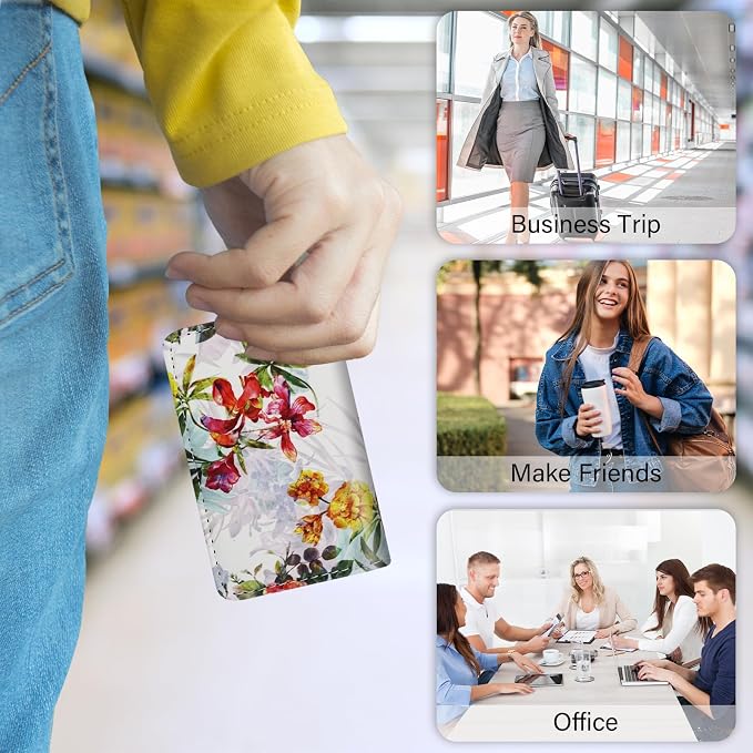 Business Card Holder,PU Leather Business Card Case Color Printing Pattern Card - Image 7
