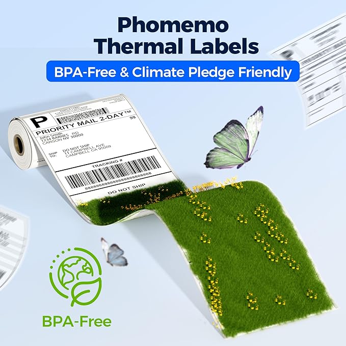 80PCs Phomemo Thermal Labels, 3.3 x 4 Shipping Label Compatible with 241-BT, M421 Label Printer-DeskLoop Office