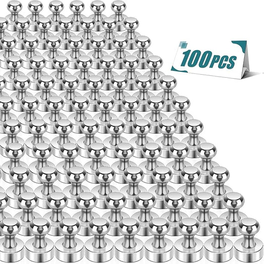 100 Pack Neodymium Fridge Magnets, Small Strong Magnets for Whiteboard, Push Pin Magnet, Refrigerator Magnets for Office, Kitchen, Adults, Home-DeskLoop Office