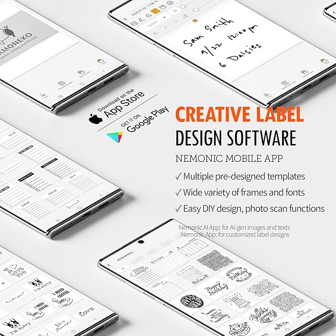 Nemonic AI | Label Printer | Sticky Note | Compatible with CHATGPT | Inkless Bluetooth Thermal Label Printer for Small Business | Portable Wireless-DeskLoop Office