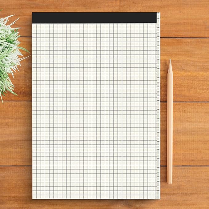 5 Pack A4 Graph Paper Pads, Quad Grid Paper Pad, 80 Sheets/Pad, Graph Paper Notebook for Office Supplies, Architects, White-DeskLoop Office