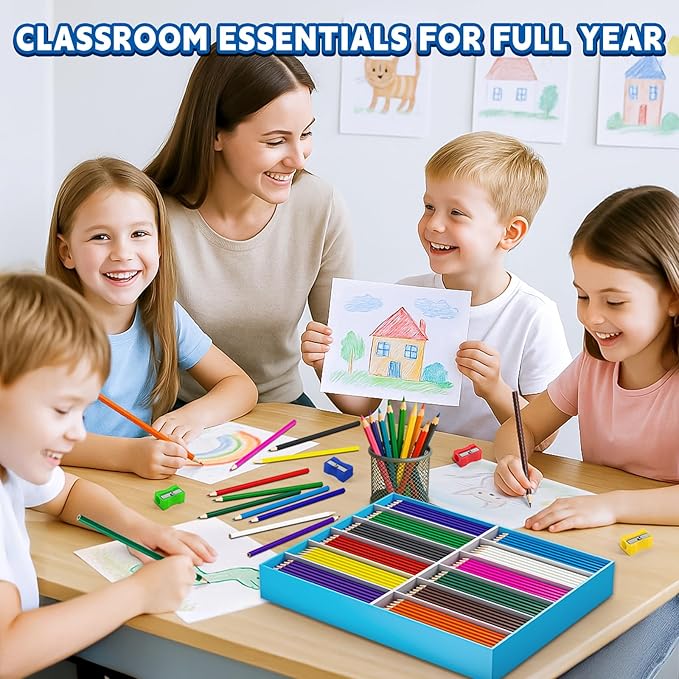 OCHIDO 432 Count Colored Pencils Bulk, Pre-sharpened Colored Pencils for Kids in 12 Bright Colors, Color Pencil Set with 12 Sharpeners, Back to School Supplies Classroom Essentials for Teachers-DeskLoop Office