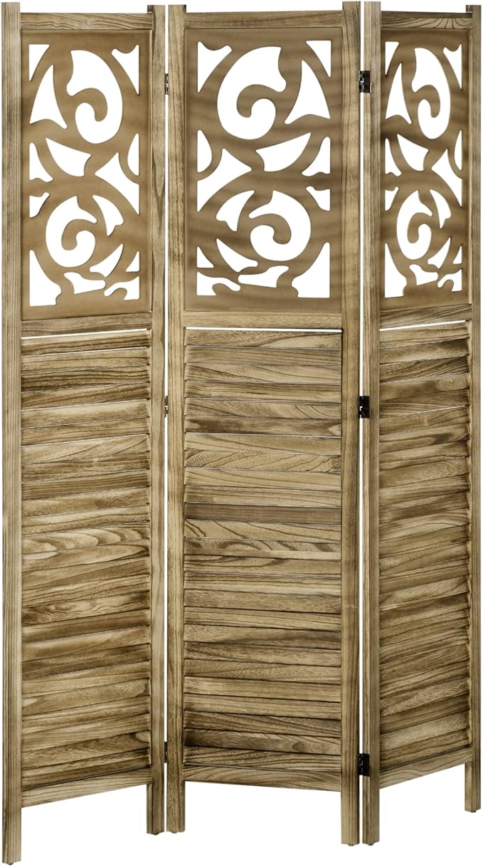 NicBex Room Divider 3 Panel Room Dividers with Floral Design Partition Room Dividers and Folding Privacy Screens 5.5 FT Wall Divider for Home, Office, Room Separation,47.25"W x 0.75"D x 67"H, Brown-DeskLoop Office
