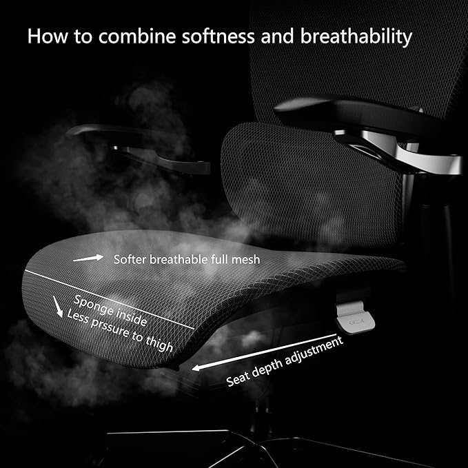 Ergonomic Office Chair, Mesh Home Office Desk Chair with Adjustable Lumbar Support, Gaming Chair with Headrest, 5D Armrest,90-130°Tilt, BIFMA Certified, Model Zen (Grey)-DeskLoop Office