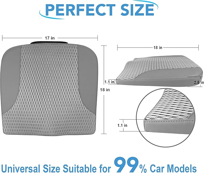 Car Seat Cushion, Comfortable Memory Foam Seat Pillow for Driving, Sciatica-Back Pain Relief, Cushion for Car-Truck, Office, Wheelchair - Dark Grey-DeskLoop Office