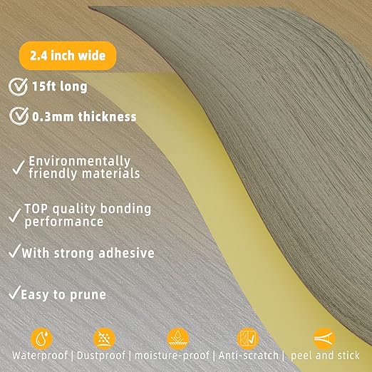 GSCIT Club Walnut Wood Tape, 2.4 inch X 15ft Self Adhesive Wood Grain Repair Tape Silver Walnut Repair Patch for Tables, Chairs, Baseboards, Doors, Windows, Floors-DeskLoop Office