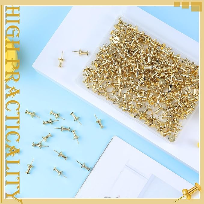 220 Count Gold Push Pins, Standard Plastic Head Steel Point Gold Thumb Tacks Decorative Push Pins for Cork Board Wall Hanging-DeskLoop Office