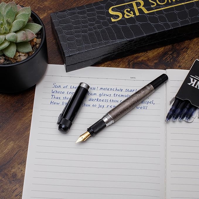 S&R Somit Fountain Pen, Premium Nib,Fancy Pen Executive, Journaling, Calligraphy, Best Writing Pen Gift for Men & Women, Illuminating Gift Box-DeskLoop Office