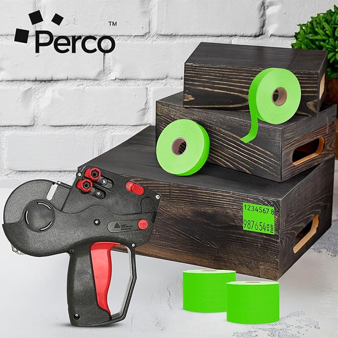 Perco Fluorescent Green Pricing Labels for Monarch 1136 Price Gun - 8 Rolls, 14,000 Pricemarking Labels-DeskLoop Office