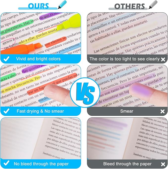 V-Opitos 30 Pack Highlighters in 6 Assorted Colors, No Bleed, Bright With Soft Chisel Tips, Ideal for Office and School Supplies-DeskLoop Office