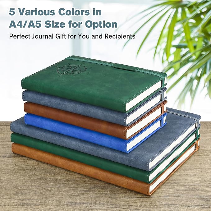 Notebook Journal for Women Men: Leather Journal for Writing, Hardcover College Ruled Journals Notebooks with Thick Paper, Large A5 Daily Journal for Travel, Diary, Gifts for Teens, 5.7"×8.5", Deepblue-DeskLoop Office