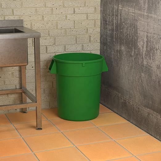 32 Gallon Green Round Commercial Trash Can-DeskLoop Office