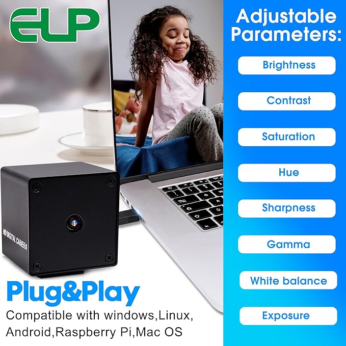 ELP 16MP Autofocus USB Camera with Metal Case - Mini UVC USB2.0 4K Webcam with 68 No Distortion Lens IMX298 Sensor for PC & Home Surveillance-DeskLoop Office