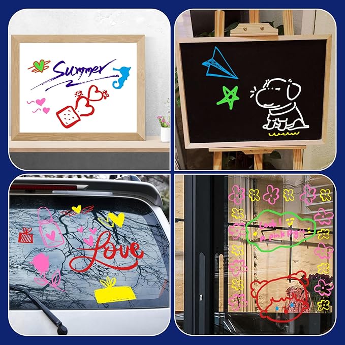 8 Pcs Liquid Chalk Markers - 7mm Assorted Colors, Washable Markers for Cars, Glass, Chalkboards, Posters, Business-DeskLoop Office