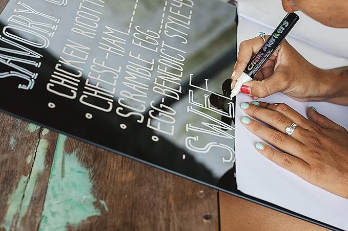 ArtShip Design 36 Chalk Markers Double Pack of Both Fine & Reversible Medium Tip Liquid Chalk Pens with Labels & Tip Tweezers Wet Erase Menu Boards, Windows, Mirrors, Non-Porous Chalkboards, Metal-DeskLoop Office