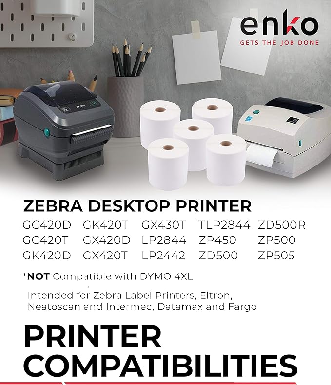 enKo (36 Rolls, 16,200 Labels) 4 x 6 Direct Thermal Address & Shipping Labels Compatible for Zebra 2844 ZP-450 ZP-500 ZP-505, Rollo, Eltron, Neatoscan-DeskLoop Office