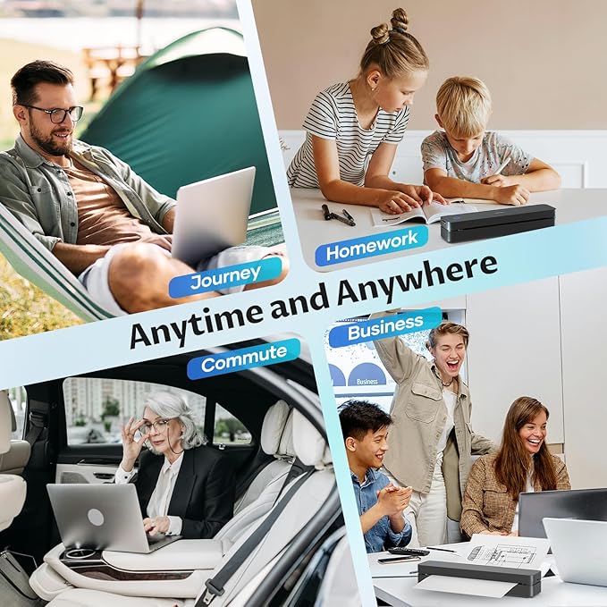 iDPRT Portable-Printer Wireless for Travel, Bluetooth Thermal Printer Support 8.5" x 11" US Letter&A4&A5 Size,300DPI Inkless Printers for Home Use,Compatible with Android and iOS Phone&Laptop,Black-DeskLoop Office