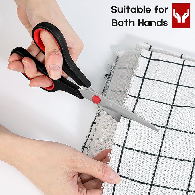 Scissors Bulk black 6-Pack, All Purpose Stainless Steel Sharp Scissors for Office Home General Use Craft Supplies, High/Middle School Classroom Class Older Kids Set, Right/Left-DeskLoop Office