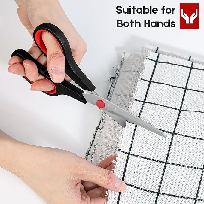 8" Scissors Bulk 6-Pack, All Purpose Scissors Stainless Steel Sharp for Office Home General Use Craft Supplies, High/Middle School Classroom Class Older Kids Scissor Set, Right/Left Handed-DeskLoop Office