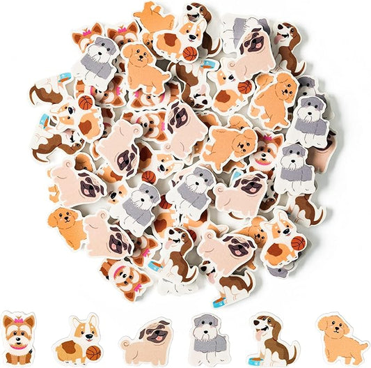 ANGOLIO 60PCS Animal Erasers for Kids - Cute Dog Pencil Toppers Classroom Rewards, 3D Mini Desk Pets for School Party Favors Birthday Gifts & Game Prizes-DeskLoop Office