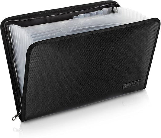 ENGPOW Fireproof File Folder Fireproof Fire and Water Resistant Money Document Bag with A4 Size 13 Pockets Zipper Closure Non-Itchy Silicone Coated Portable Filing Organizer Pouch(14.3" x 9.8")-DeskLoop Office