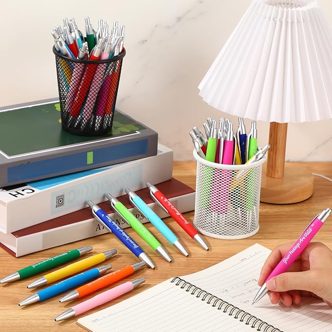 Yeaqee 100 Pcs Inspirational Pens Employee Appreciation Back to School Gifts Motivational Thank You Metal Greeting Quote Ballpoint Pen for Coworker Teacher(Multicolored,Mental Health Reminders)-DeskLoop Office