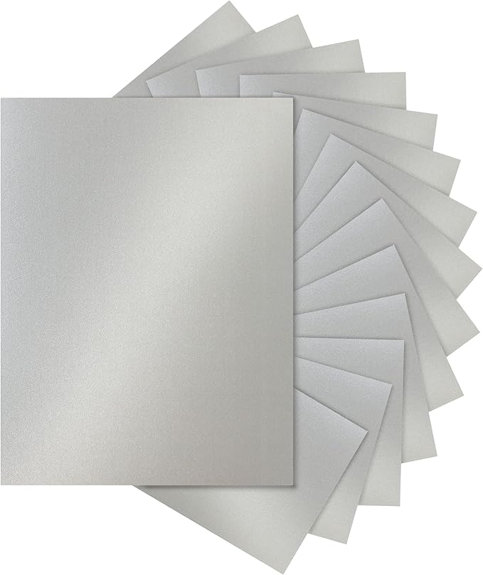 28 Sheets Shimmer Silver Cardstock 8.5 x 11 Metallic Paper, 250gsm/92lb Premium Heavyweight Card Stock for DIY Card Making, Greeting Cards, Wedding Invitations, Paper Crafting-DeskLoop Office