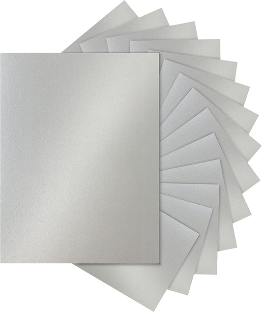 120 Sheets Shimmer Silver Cardstock 8.5 x 11 Craft Paper, 250gsm/92lb Heavyweight Certificate Paper Card Stock for DIY Card Making, Wedding Invitations, Thank You Cards, Business Cards-DeskLoop Office