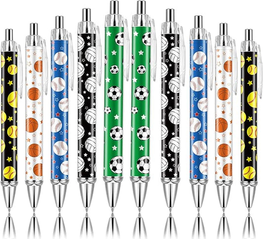 10 PCS Sports Party Favors Ball Theme Ballpoint Pens Ball Gifts for Team with 1mm Black Ink Replaceable Ballpoint Pen Refill for Prize Team School Office Supplies(Sports,10)-DeskLoop Office