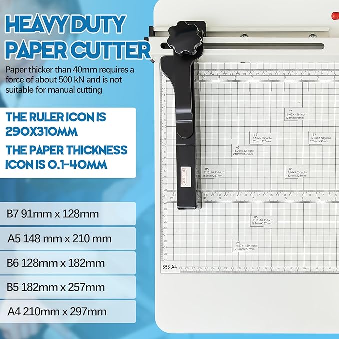 12 Inch A4 Guillotine Paper Cutter Heavy Duty Paper Cutter 400 Sheet Capacity Stack Cards Trimmer Steel Slicer with Metal Base for Cards Leather Office Home School (Beige)-DeskLoop Office