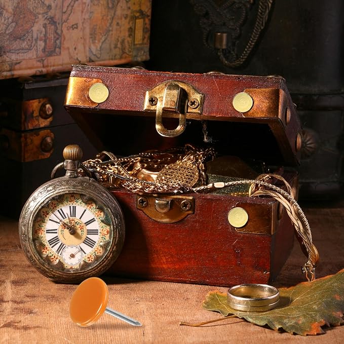 uxcell 120Pcs Push Pins, 11mmx17mm Round Flat Head Decorative Thumb Tacks Upholstery Tacks for Cork Board Office Wall Hangings, Orange-DeskLoop Office