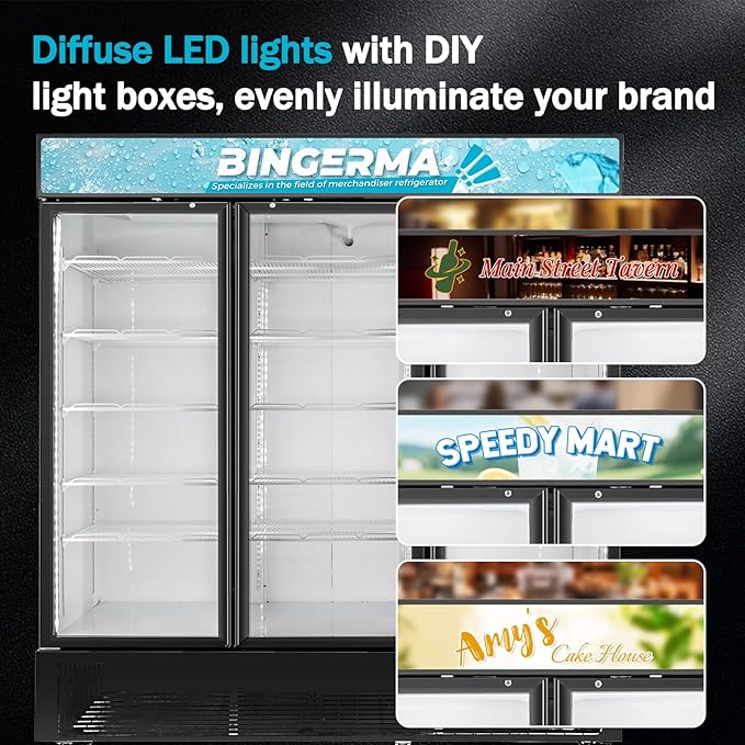 Commercial Beverage Refrigerator with 3 Glass Doors 56 Cu.ft Display Merchandiser Cooler Bar Black Drink Fridge for Convenience Stores, Supermarkets,Bars,Offices-DeskLoop Office