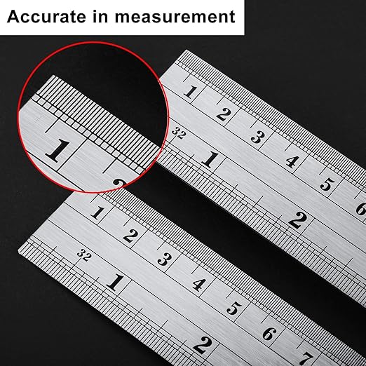 EBOOT Stainless 2 Pack Steel Ruler 12 Inch Metal Rule Kit with Conversion Table-DeskLoop Office