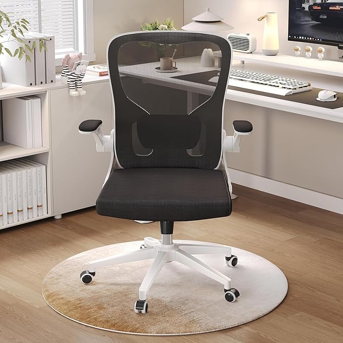 Ergonomic Office Chair, High-Back Mesh Computer Desk Chair with Adjustable Height, Lumbar Support, Flip-Up Armrests,headrest,and Swivel Rolling Design for Home and Office Use