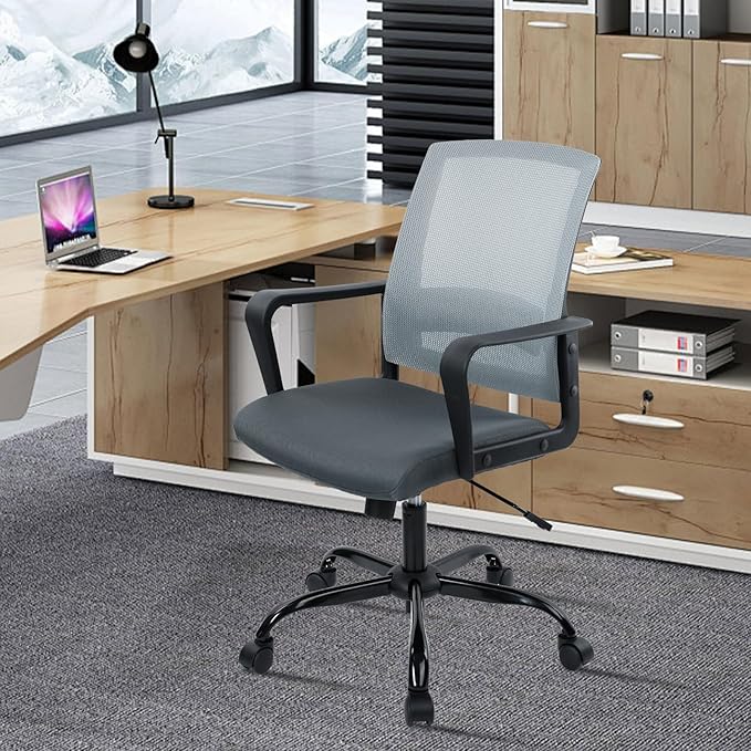 CLATINA Ergonomic Office Desk Chair - Mesh Office Chair with Adjustable Lumbar Support, Rolling Comfortable Computer Task Chairs with Arms for Home Conference-Gray-DeskLoop Office