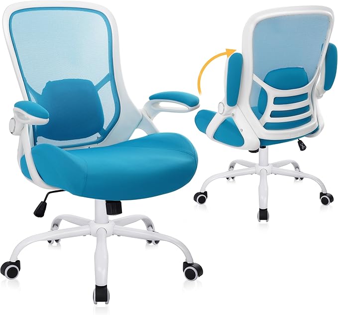 HYLONE 400lbs Heavy Duty Office Chair, 5" Thickened Seat Ergonomic Desk Chair with Adjustable Armrests, Home Office Computer Chairs for Long Hours Mesh Executive Chair(Blue)-DeskLoop Office