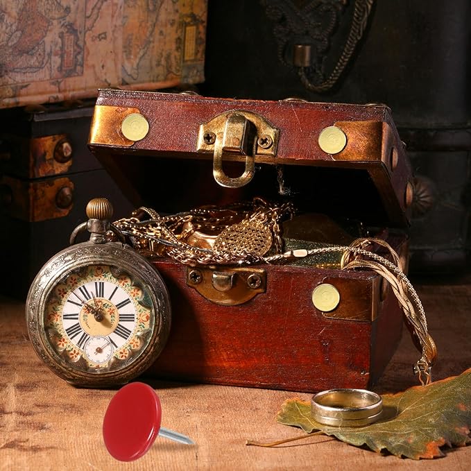 uxcell 120Pcs Push Pins, 11mmx10mm Round Flat Head Decorative Thumb Tacks Upholstery Tacks for Cork Board Office Wall Hangings, Red-DeskLoop Office