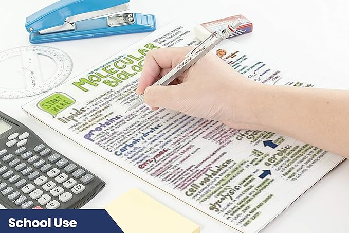 Pacific Arc Chromagraph Metal Mechanical Pencil .3 mm Silver Barrel Mechanical Pencil with Built In Lead Pencil Grade Indicator, Lead Pencil Holder for Drafting, Sketching, and Drawing-DeskLoop Office