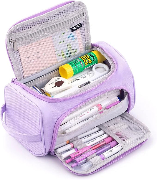 HVOMO Big Capacity Pencil Case High Large Storage Pouch Marker Pen Case Travel Simple Stationery Bag School College Office Organizer for Teens Girls Adults Student(N Purple)-DeskLoop Office