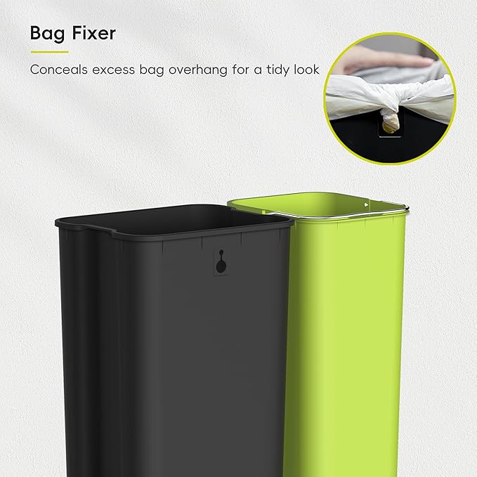 EKO EcoCasa Stainless Steel Dual Step Trash Can for Recycling, 30L+20L Rectangular Kitchen Trash Can, Independent Pedals and Lids, Soft Close and Fingerprint Resistant-DeskLoop Office