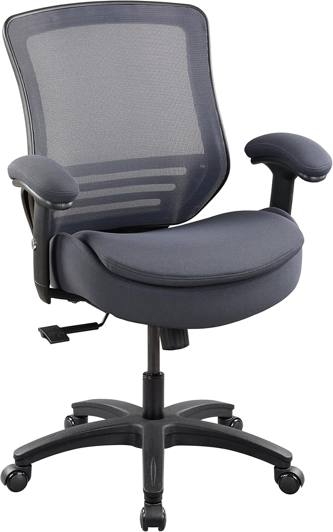 400lbs Ergonomic Office Chair with Double Seat Cushion and Soft Armrests for Executive Computer Desk with Built-in Lumbar Support(Gray)-DeskLoop Office