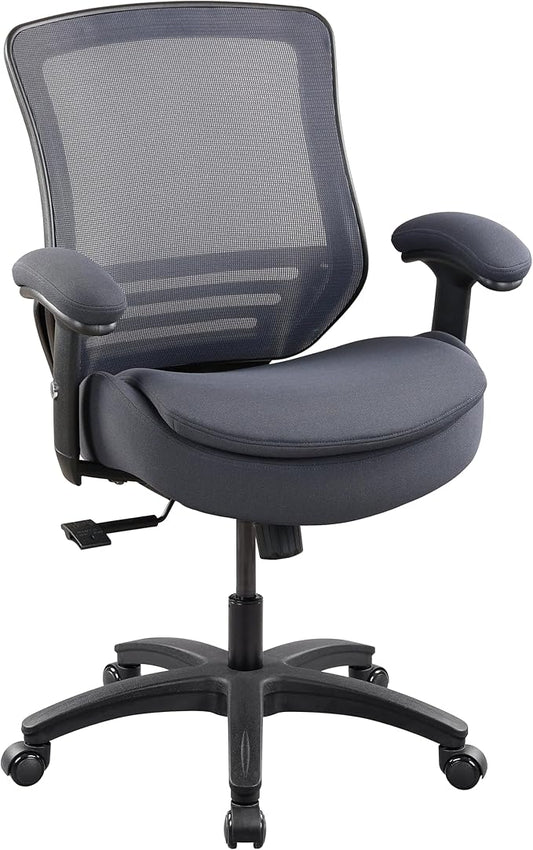 400lbs Ergonomic Office Chair with Double Seat Cushion and Soft Armrests for Executive Computer Desk with Built-in Lumbar Support(Gray)-DeskLoop Office