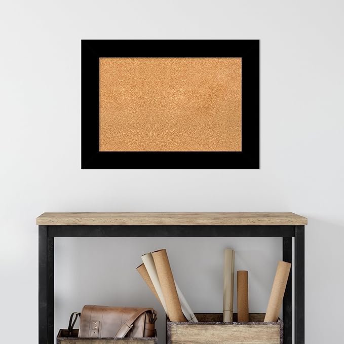 Amanti Art Natural Cork Board for Wall, 21x29 Vision Board with Black Wood Frame, Medium Corkboard Office Decor for Home Organization, Casual Corkboard Pinboard to Display Items for Home Organization-DeskLoop Office