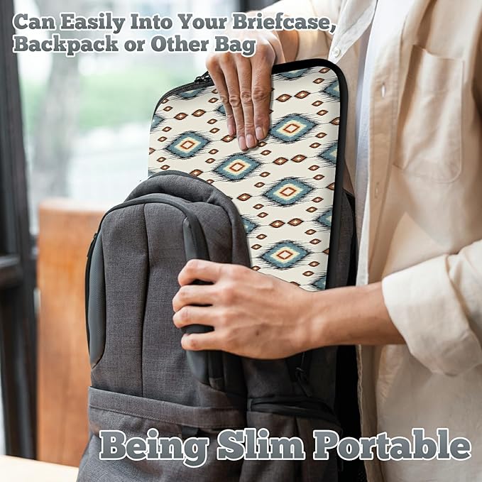 Laptop Sleeve Case Bag 15 inch, Geometric Ethnic Oriental Slim Carrying Case Durable Handbag Travel Laptop Bag for 15 inch MacBook Air M3/M2/15 Pro/Surface Laptop 7/6/5/4/3/ Dell XPS 15 Plus